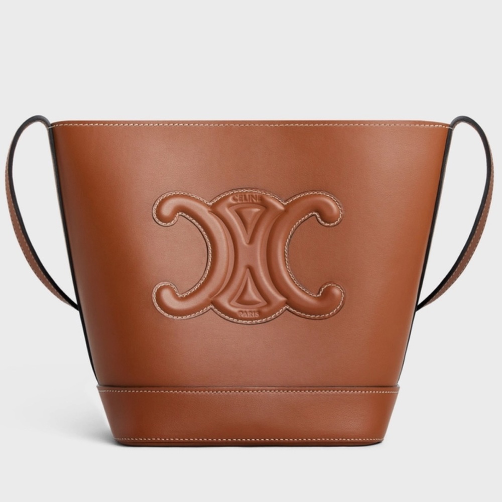 NWT Celine small bucket Cuir Triomphe  leather calfskin tan bag, never been used
